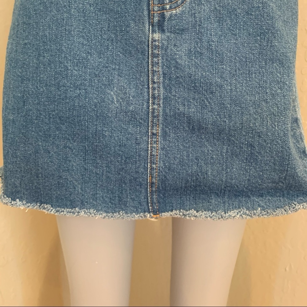MADEWELL Denim Panel Frayed Hem 5 Pocket Skirt 100% Cotton - Picture 6 of 15